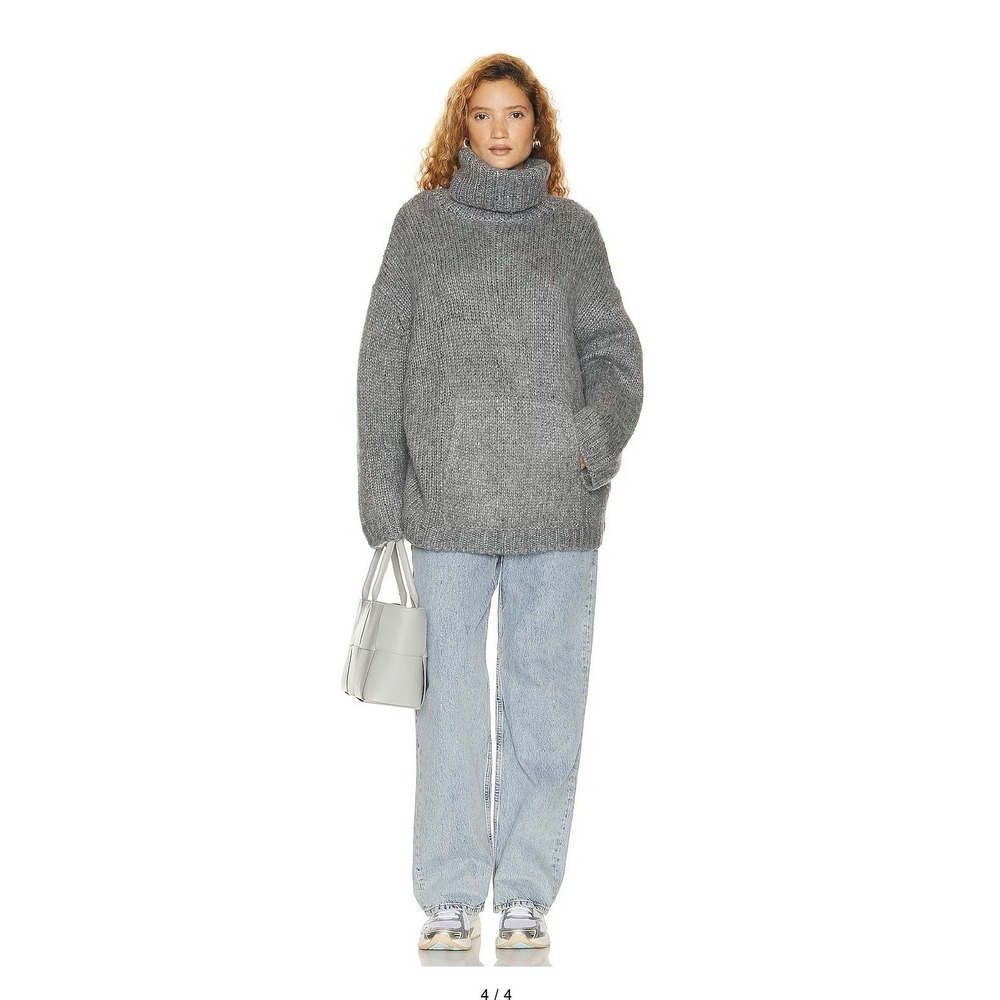 Helsa Janin‎ Turtleneck Sweater Medium Wool Alpaca Kangaroo Pocket Oversized Fit - Picture 4 of 14